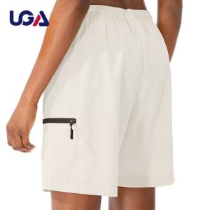 Wholesale Summer Outdoor Athletic Running Women Lounge Shorts Zipper Pocket Sports Gym Shorts 111